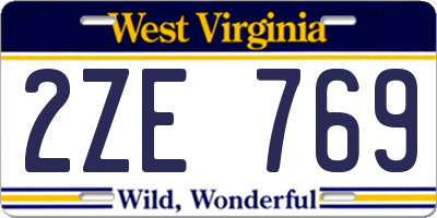 WV license plate 2ZE769
