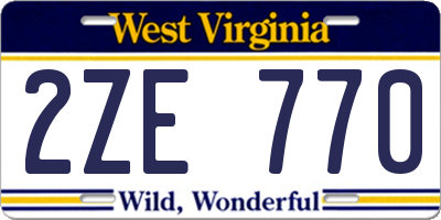 WV license plate 2ZE770