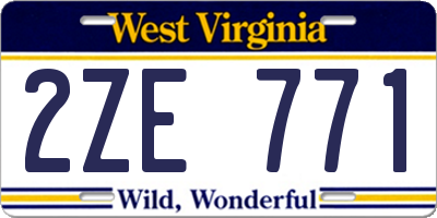WV license plate 2ZE771