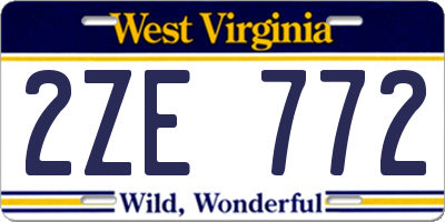 WV license plate 2ZE772