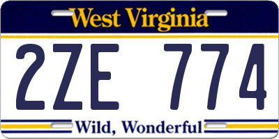 WV license plate 2ZE774