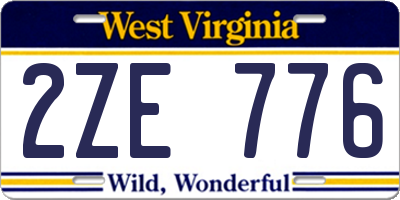 WV license plate 2ZE776