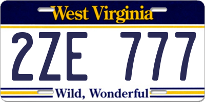 WV license plate 2ZE777