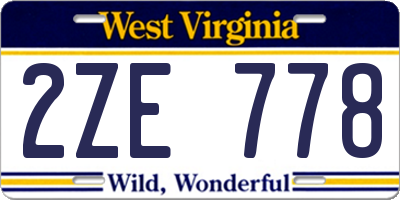 WV license plate 2ZE778