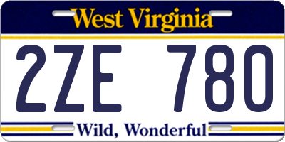 WV license plate 2ZE780