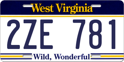 WV license plate 2ZE781
