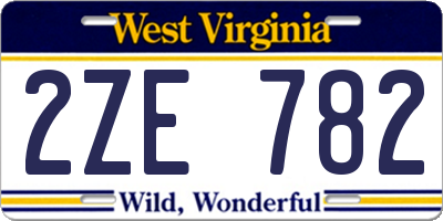 WV license plate 2ZE782