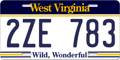 WV license plate 2ZE783