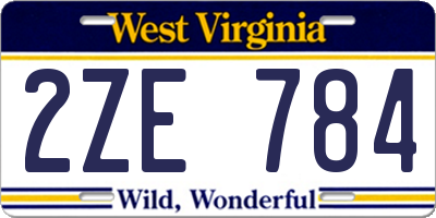 WV license plate 2ZE784