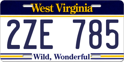 WV license plate 2ZE785