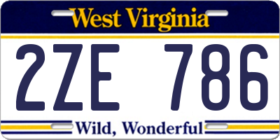 WV license plate 2ZE786