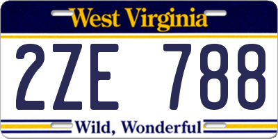 WV license plate 2ZE788