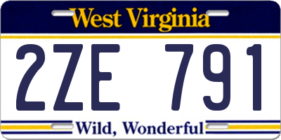 WV license plate 2ZE791