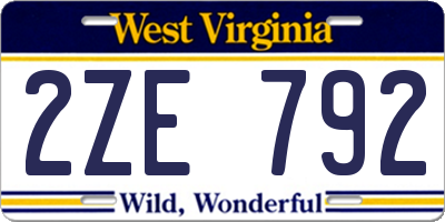 WV license plate 2ZE792
