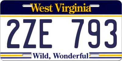 WV license plate 2ZE793