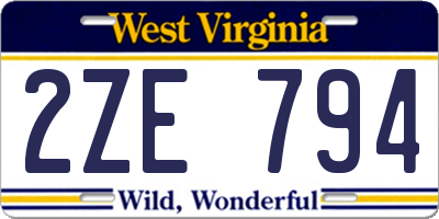 WV license plate 2ZE794