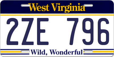 WV license plate 2ZE796