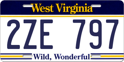 WV license plate 2ZE797