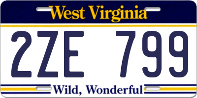 WV license plate 2ZE799