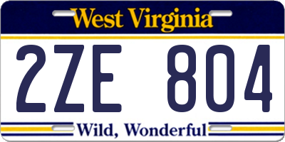 WV license plate 2ZE804