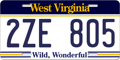 WV license plate 2ZE805