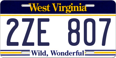 WV license plate 2ZE807