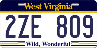 WV license plate 2ZE809