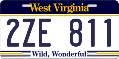 WV license plate 2ZE811