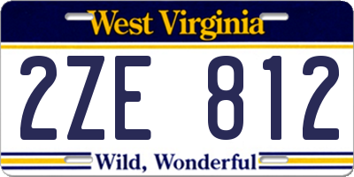 WV license plate 2ZE812