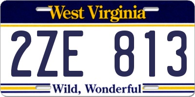 WV license plate 2ZE813