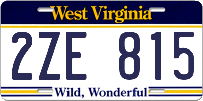 WV license plate 2ZE815