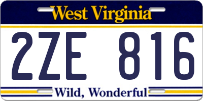 WV license plate 2ZE816
