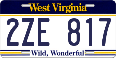 WV license plate 2ZE817