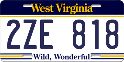 WV license plate 2ZE818