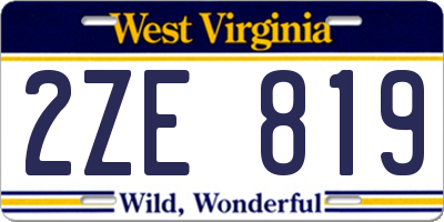 WV license plate 2ZE819
