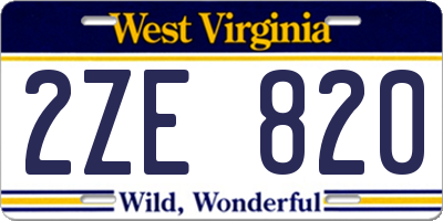 WV license plate 2ZE820