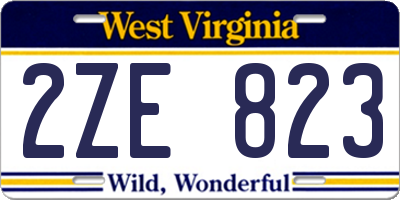 WV license plate 2ZE823
