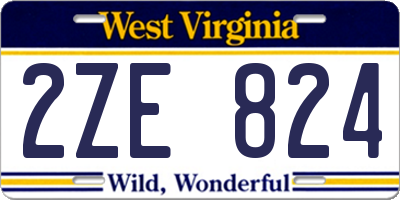 WV license plate 2ZE824