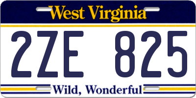 WV license plate 2ZE825