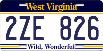 WV license plate 2ZE826