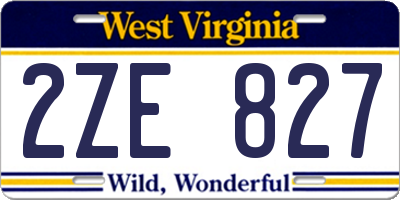 WV license plate 2ZE827
