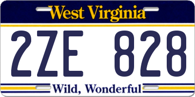 WV license plate 2ZE828