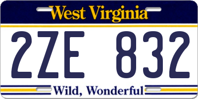WV license plate 2ZE832