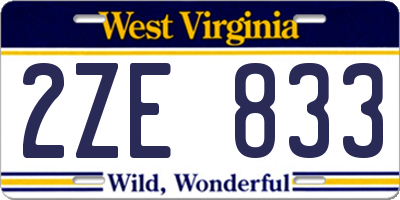 WV license plate 2ZE833