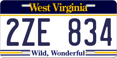 WV license plate 2ZE834