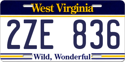 WV license plate 2ZE836