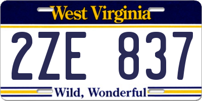 WV license plate 2ZE837