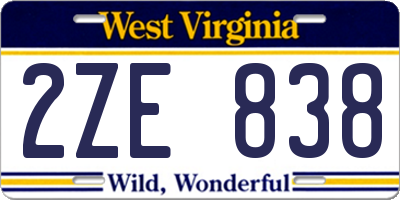 WV license plate 2ZE838