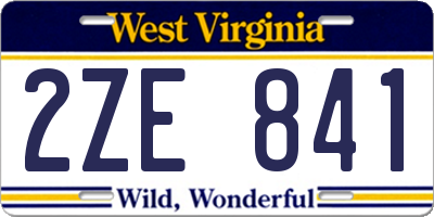WV license plate 2ZE841