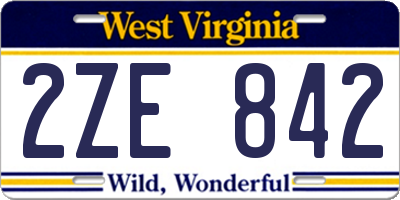 WV license plate 2ZE842